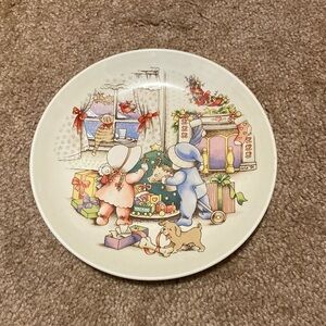 Vtg Christmas Display Plate. 1991. Country Kids. Christmas is Love. Watkins Inc.
